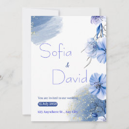 Elegante Blauwe Waterverf Save the Date Invitation Kaart