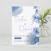 Elegante Blauwe Waterverf Save the Date Invitation Kaart (Staand voorkant)