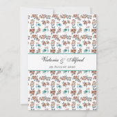 Elegante Blauwe Waterverf Tortelduifjes bruiloft Kaart (Achterkant)