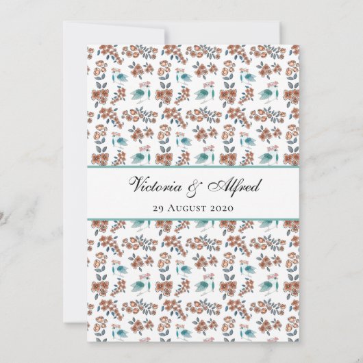 Elegante Blauwe Waterverf Tortelduifjes bruiloft Kaart (Achterkant)