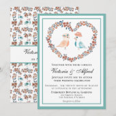 Elegante Blauwe Waterverf Tortelduifjes bruiloft Kaart (Voorkant / Achterkant)