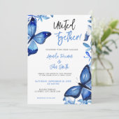 Elegante Blauwe Waterverf Vlinders Bruiloft Kaart (Staand voorkant)