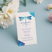 Elegante Blauwe Waterverf Wash Dragonfly Logo Magnetisch Visitekaartje