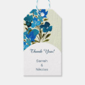Elegante Blauwe Waterverf Wildbloemen Cadeaulabel (Voorkant)