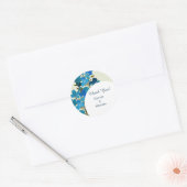 Elegante Blauwe Waterverf Wildbloemen Ronde Sticker (Envelop)