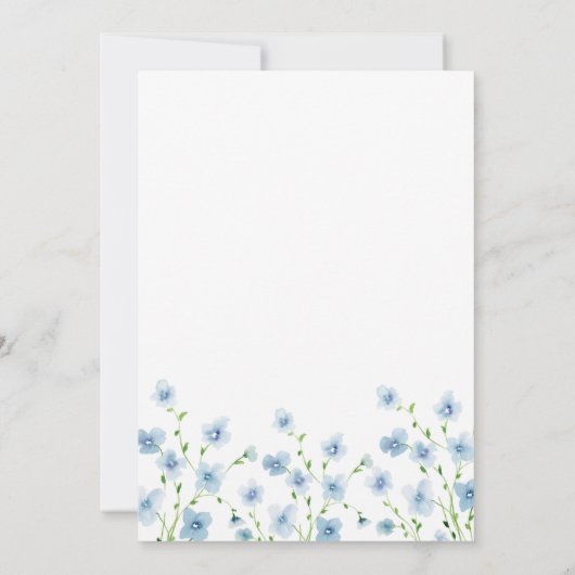 Elegante Blauwe Waterverf Wildflower Kaart (Achterkant)