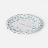 Elegante Blauwe Waterverf Wildflower Papieren Bordje (Gekanteld)