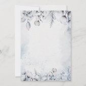 Elegante Blauwe Waterverf Winter Bloemen Huwelijk Kaart (Achterkant)