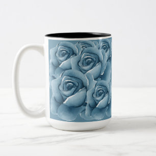Elegante blauwe waterverfrozen keramische koffiemo tweekleurige koffiemok