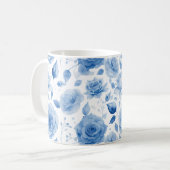 Elegante blauwe waterverfrozen klassieke mok (Voorkant links)