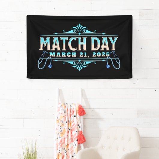 Elegante blauwe wedstrijddag 2025 spandoek (Insitu)