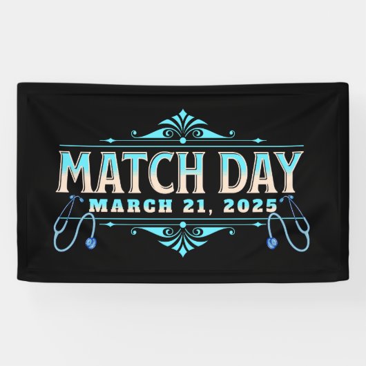 Elegante blauwe wedstrijddag 2025 spandoek (Horizontaal)