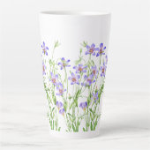 Elegante  Blauwe Wildbloemen Grote Latte Mok (Voorkant)