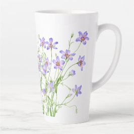 Elegante  Blauwe Wildbloemen Grote Latte Mok