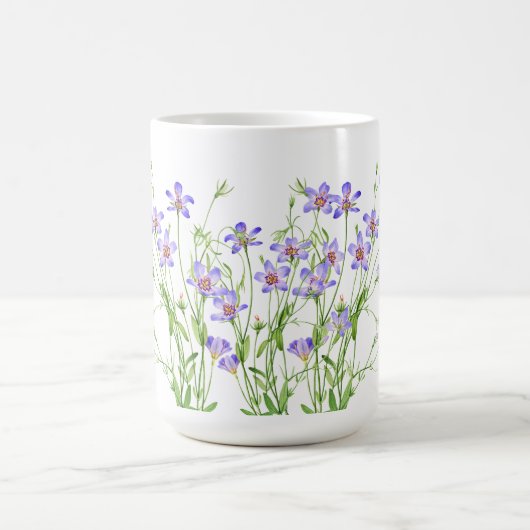 Elegante  Blauwe Wildbloemen Grote Mok (Center)