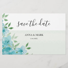 Elegante Blauwe Wildbloemen Waterverf Kunst Briefpapier