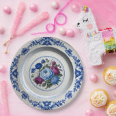 Elegante Blauwe wilde bloem Bloemen Keramische bru Papieren Bordje (Feest)