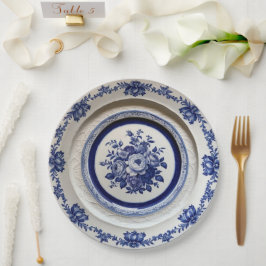 Elegante Blauwe wilde bloem Bloemen Keramische bru Papieren Bordje