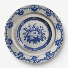 Elegante Blauwe wilde bloem Bloemen Keramische bru Papieren Bordje