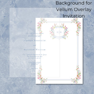 Elegante Blauwe Wilde Bloem Kam Wedding Achtergron Kaart
