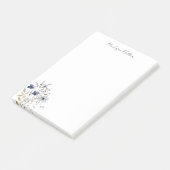 Elegante blauwe wilde bloem post-it® notes (Schuin)