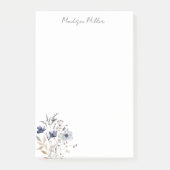 Elegante blauwe wilde bloem post-it® notes (Voorkant)