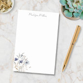 Elegante blauwe wilde bloem post-it® notes