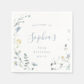 Elegante blauwe wilde bloem rustieke Boho verjaard Servet (Voorkant)