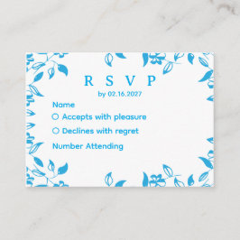 elegante blauwe wilde bloemen RSVP kaart