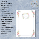 Elegante blauwe Wildflower Crest bruiloft achtergr Kaart