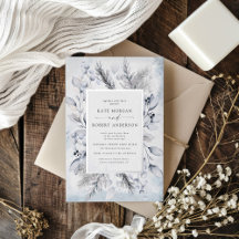 Elegante Blauwe Winter Bloemige Bruiloft