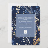 Elegante Blauwe Winter Botanische Kerst Corporate Feestdagenkaart (Achterkant)