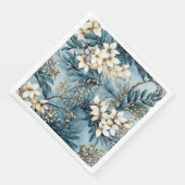Elegante blauwe winter kerstbloemen servet (Hoek)