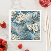 Elegante blauwe winter kerstbloemen servet (Insitu)