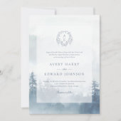 Elegante Blauwe Winter Waterverf bruiloft Kaart (Voorkant)