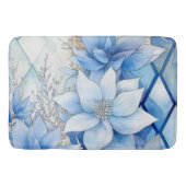 Elegante blauwe winterbloemen badmat (Voorkant)