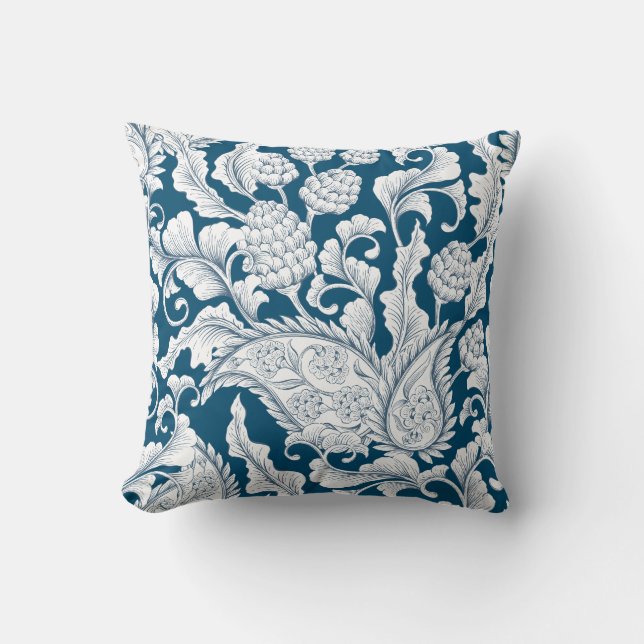 Elegante Blauwe & Witte Ananas Kussen (Voorkant)