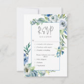 Elegante blauwe witte bloem lente tuin bruiloft RSVP kaartje (Voorkant)