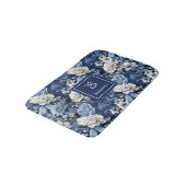Elegante blauwe witte bloemen gepersonaliseerde ba badmat (Gekanteld)