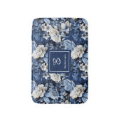 Elegante blauwe witte bloemen gepersonaliseerde ba badmat (Voorkant Verticaal)