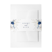 Elegante Blauwe & Witte Bloemen Kalligrafie Bruilo Uitnodigingen Wikkel (Voorkant Voorbeeld)