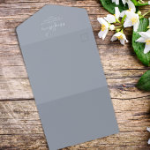 Elegante Blauwe Witte Bloemige Trouw QR Code All In One Uitnodiging