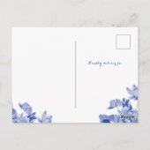 Elegante blauwe witte chinoiserie bloem dank je we briefkaart (Achterkant)