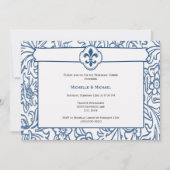 Elegante blauwe witte Fleur de Lis uitnodigingen v (Voorkant)