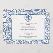 Elegante blauwe witte Fleur de Lis uitnodigingen v (Voorkant / Achterkant)