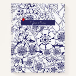 Elegante blauwe witte gepersonaliseerde notitieboe notitieboek
