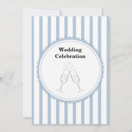 Elegante Blauwe Witte Gestreepte Trouwviering Toos Kaart