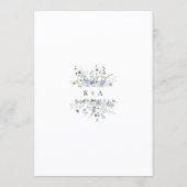 Elegante Blauwe Witte Groene Bloemige Bruiloft Menu (Achterkant)