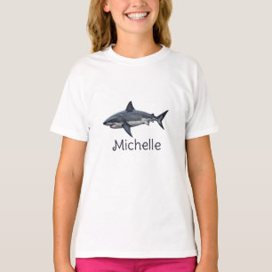 Elegante blauwe witte haai Gepersonaliseerd T-shirt