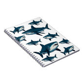 Elegante blauwe witte haai notitieboek (Rechterzijde)